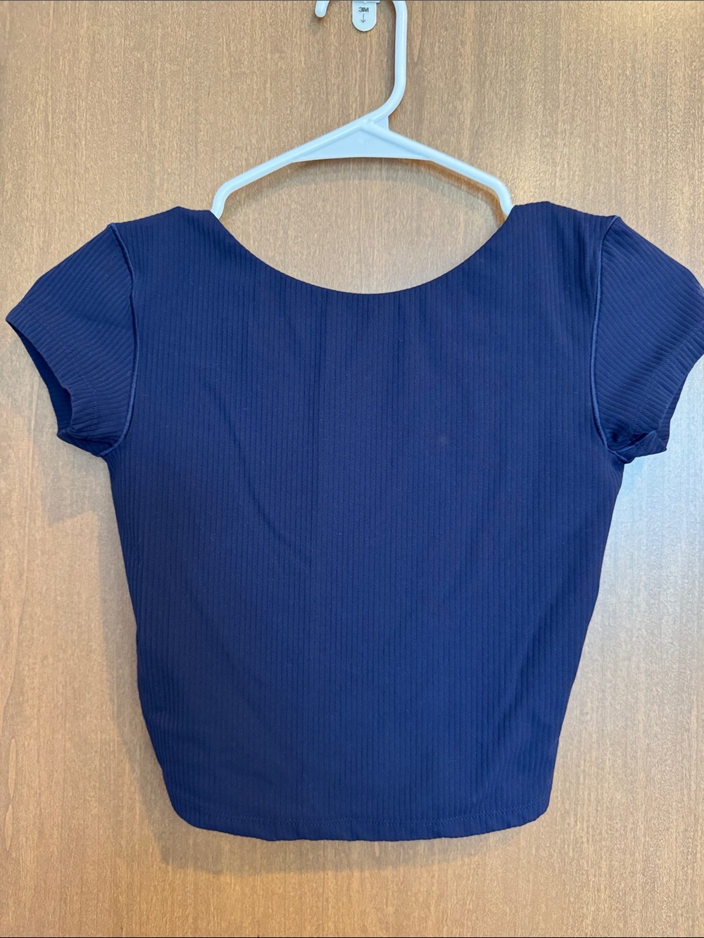 Aerie Ribbed Navy Crop Top with Scoop Neck and Open Back